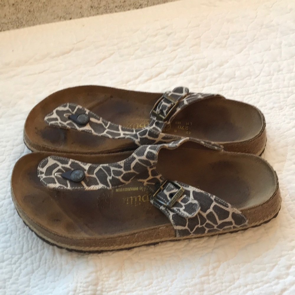Papillio sz 42 11 Gizeh Giraffe Print Sandals - Brown and Black Birkenstock
